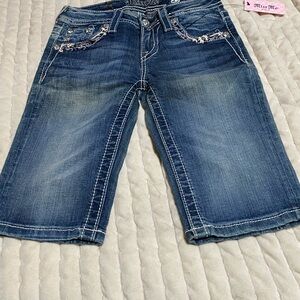 Miss Me Denim Shorts with Embellished Pockets